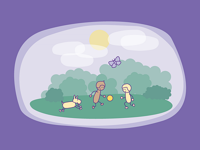 Primary School branding Illustration 01 butterfly children dog football illustration lilac school