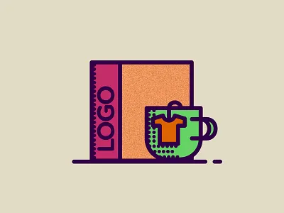 Tee Time book cup drink green illustration line orange purple t shirt tag tea