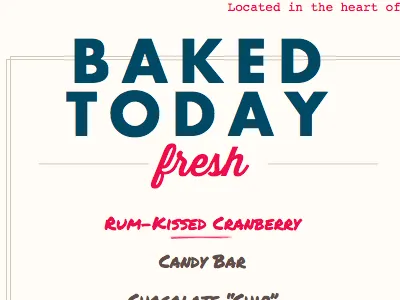 Daily list of flavors from cupcake website (Detail) baked fresh permanent marker typography