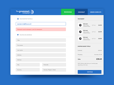 Checkout Process basket cart checkout design ecommerce error form order payment process shopping ui