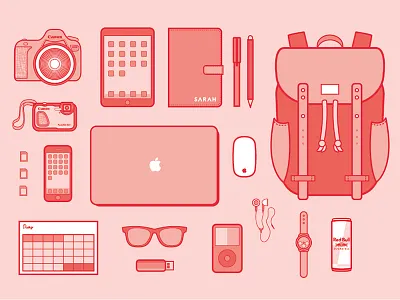 E S S E N T I A L S camera icons illustration ipad iphone ipod mac memory notebook office space usb