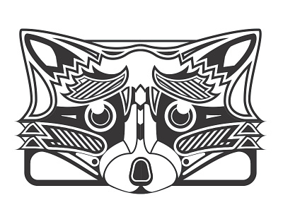 Raccoon animal camp illustration line art raccoon totem vector