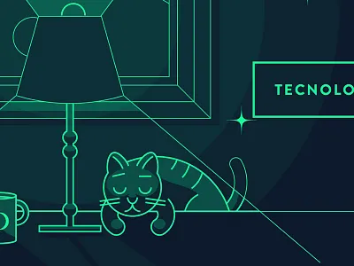 Magic light bulb cat illustration interface light lightbulb magic ui web website