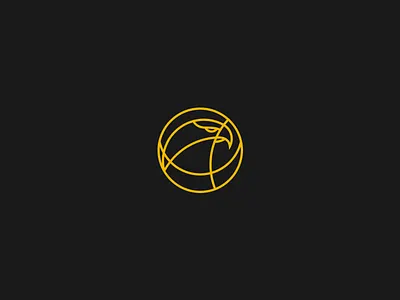 Hawk bird circle gold letter lines logo moon