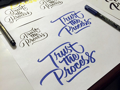 Trust The Process brush script design process hand lettering lettering process type typography