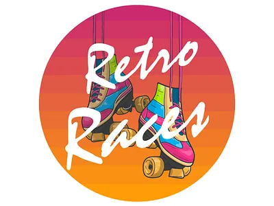 Retro Races Logo 80s bright illustration illustrator race retro roller skates skate summer