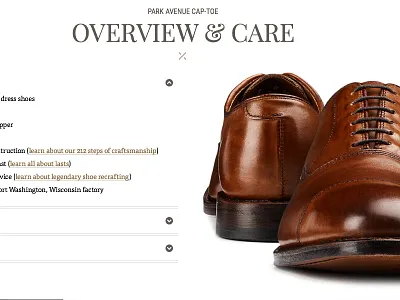 Product Detail Page - Overview & Care cta design ecommerce photography playfair display roboto condensed tisa typography ui ux web design wip