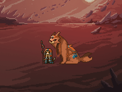Halcyon 6 Alien Nomad animation cat desert gameart gamedev gif halcyon6 illustration loop pixelart scifi ui