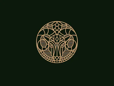 goat by the horns goat hops illustration wheat