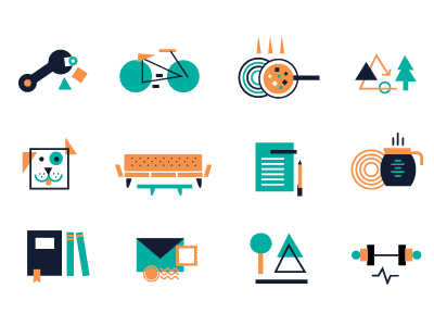More bauhaus icons... bike coffee cook dog gym icons letter wrench