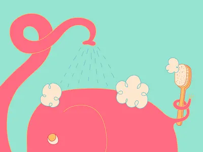 knock knock - page 6 preview bath brush bubbles cute elephant shower pink soap vector