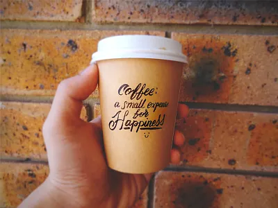 A small expense for happiness brush calligraphy coffee doodle happiness lettering pen type typography