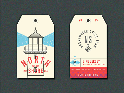 Breakwater Hang Tag badge bike cycle hang tag label lighthouse lockup north shore snow winter