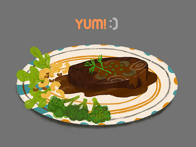 Steak & Macaroni Salad design illustration steak style veggie