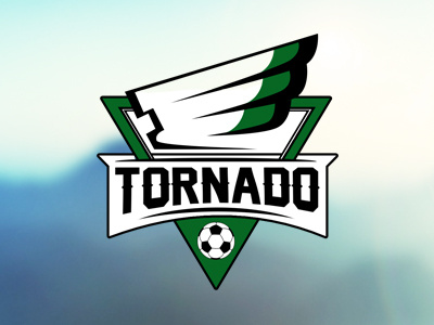 Tornado ball emblem football logo logotype sport storm swirl team triangle wing