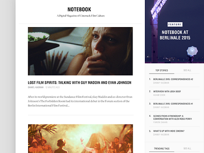 Notebook blog cinema film mubi webdesign