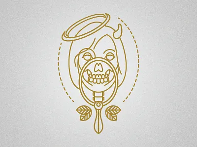 Reflection - Personal Project face illustration mirror outline simple skull
