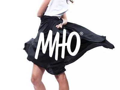 mho ® black white fashion girl hand handwritting lettering logo logotype mho moda store type