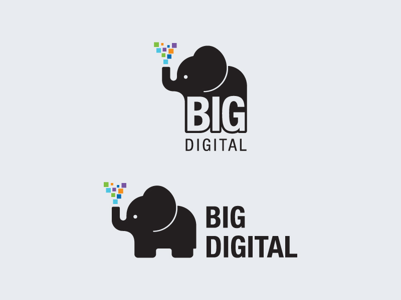 Big Digital big branding design digital elephant icon identity logo typography