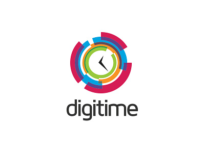 Digitime Logo abstract circular colorful communication deadline designer global hour multimedia networking technologies timer