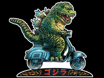 Fast And Furious art godzilla illustration kaiju vespa vinyl sticker