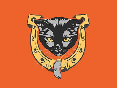 Mad Lucky Cat badge icon illustration vector illustration