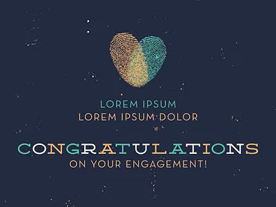 Engagement Card card engagement heart texture thumb print thumbprints type vector vintage