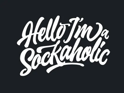 Hello I'm a sockaholic brush brushpen calligraphy custom fabercastell joluvian lettering sock tombow type