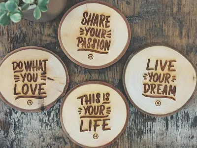 Laser Cut Coasters casual coasters holstee lettering wood