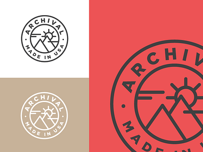 Archival Illustration badge branding clothing illustration lines logo mountians oregon sunset