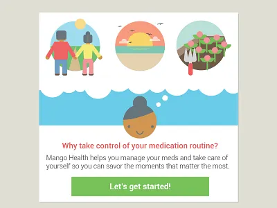 New user welcome card android app health illustration medical medication nux