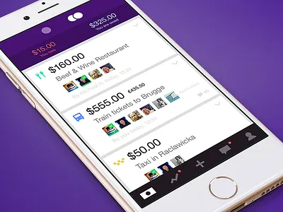 Shared expenses view, Budgy App budget budgy expenses flat icons ios personal shapes simple tiles tracker violet