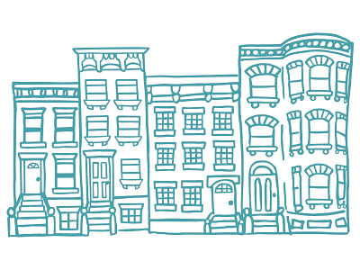 Brownstones architecture brooklyn illustration line line illustration