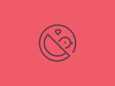 Heartbird bird brand circle heart icon illustration logo mark red