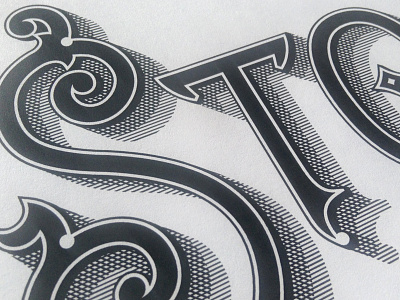 Crosshatch lettering typography wip