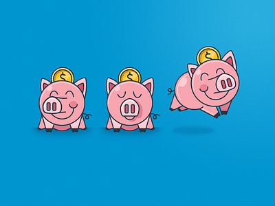 Piggies bacon coins flat pig piglet vector