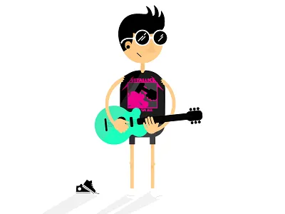 kill 'em all band tee converse flat guitar illustration illustrator metal metallica rocker sunnies vector