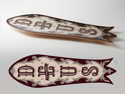 Deus "Trident" deus deus customs deus ex machina hand made russell tate russelltate.com skateboard typography vintage