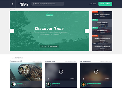Uniquesound - Homepage Design background blurred design hero homepage portfolio video