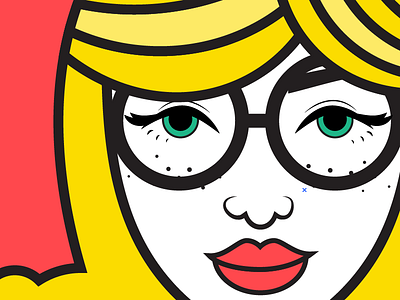blonde vibes avatar bright cute freckles girl glasses green eyes hipster illustration illustrator line art lips