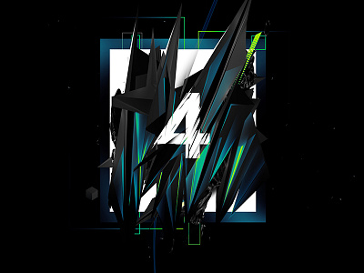 4 abstract aggressive art broken digital lettering numbers ripped shred torn type typography