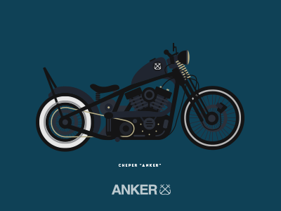 Motorcycle anker artist design flat illustration motorcycle poster project surfer