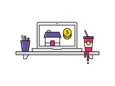 Designer's Workplace design flat illustration line lines minimal vector vibrant