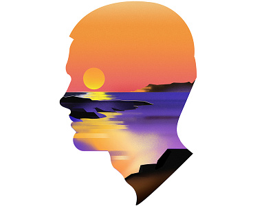 Santorini airbrush grain greece illustration profile santorini sun sunset travel