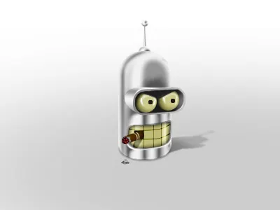Bender ash bender cigarette futurama head icon illustration photoshop robot