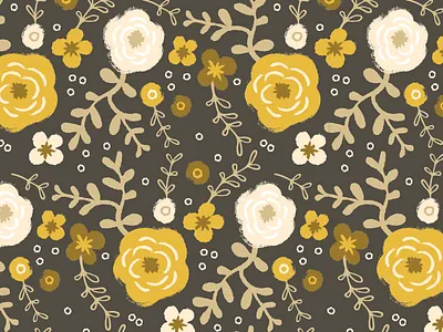 wallpaper flowers illustration. floral leaves nature pattern plants tonal yellow