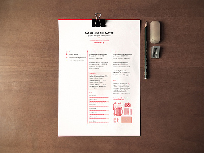 Sarah Nelson Carter | Resume 2015 artwork branding cv design editorial icons identity illustration personal branding print resume self promotion