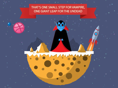 First vampire on the Moon cartoon debut illustration