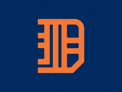The Old English D Simplified d letter navy orange type