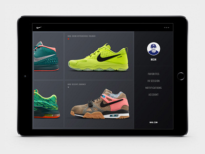 Nike iD Concept design menu mobile mobile design nike nike id running shoes ui ux web web design